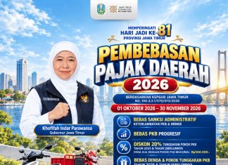 Sambut Hari Jadi ke-81 Jatim, Gubernur Khofifah Kembali Berikan Pembebasan dan Keringanan Pajak Kendaraan Bermotor Selama Dua Bulan